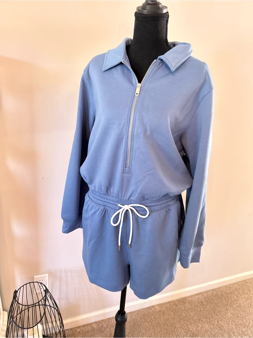 Abercrombie & Fitch Light Blue Zip-Front Romper
